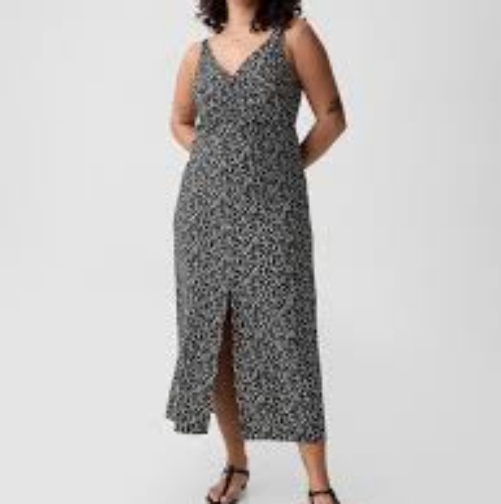 GAP Ruched Slip Midi Dress L Large - Picture 2 of 6